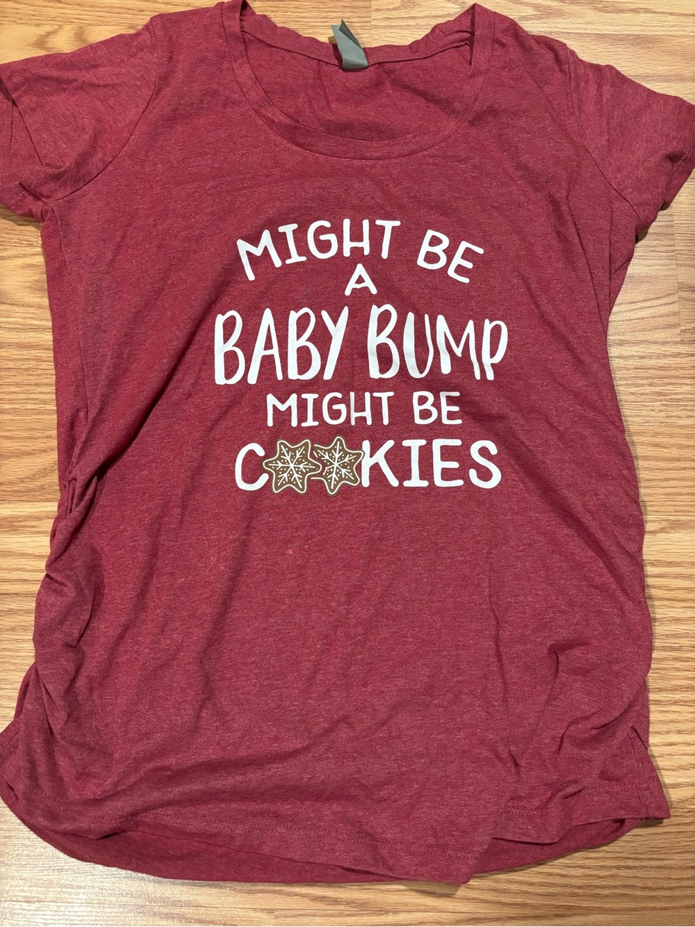 bloom maternity Red Short Sleeve Tee - "Might Be a Baby Bump might be a cookie